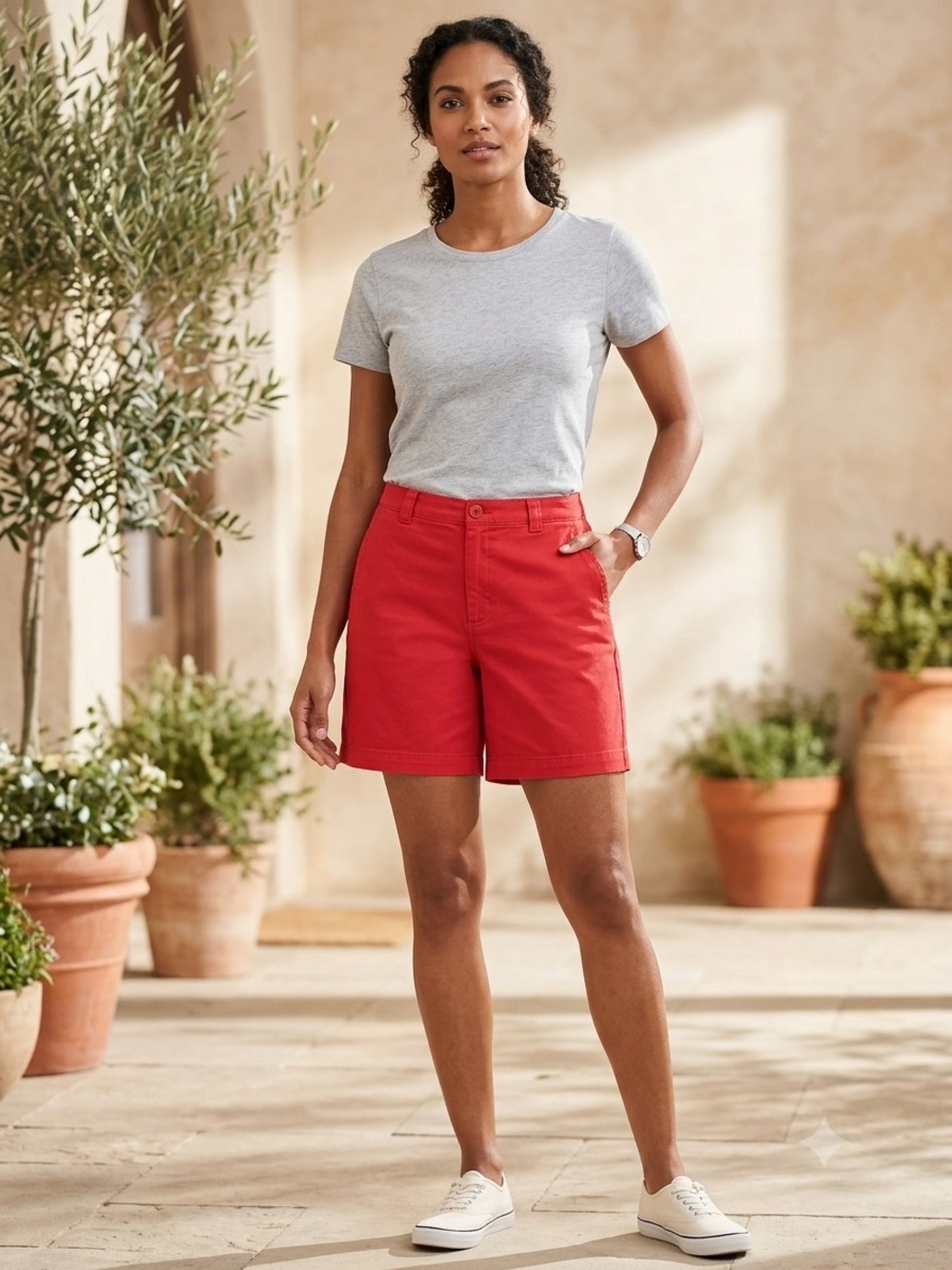 Dockers Red Mid-Rise Shorts